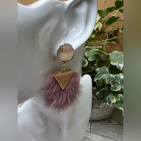 Elegant Dusty Pink Feather Dangle Earrings - Boho Chic Stylish Earrings - Picture 6 of 15